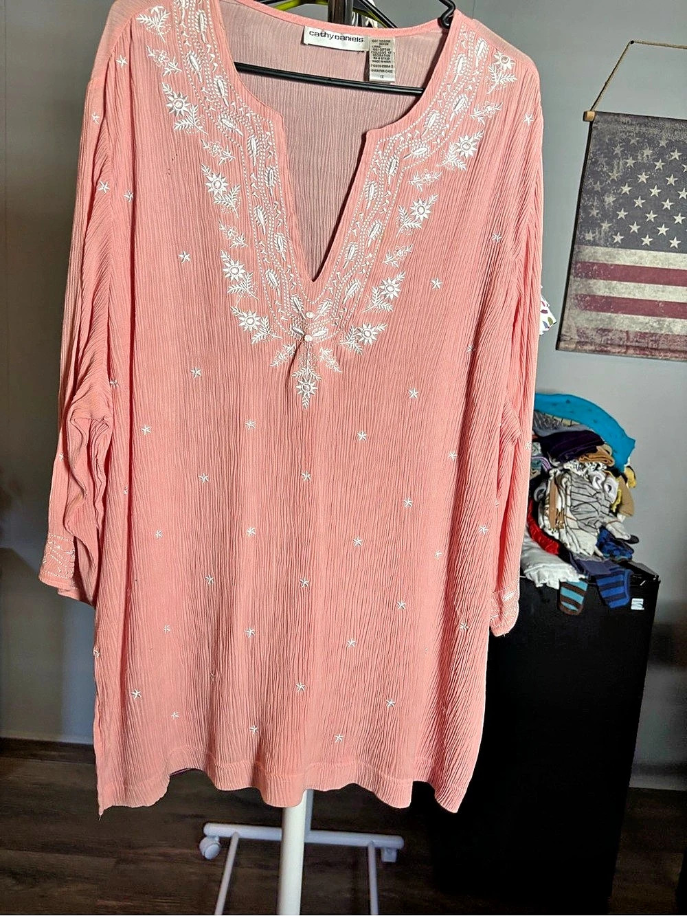 cathy daniels Floral Embroidered Tunic Pink Size 1X